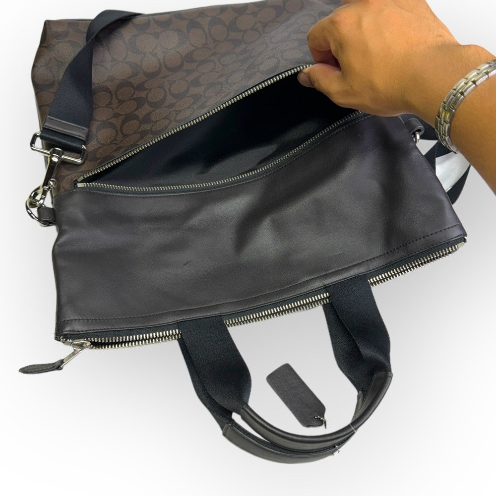 COACH Mens Signature Foldover City Tote 71796 Mahogany Brown New With Tag - Picture 5 of 12